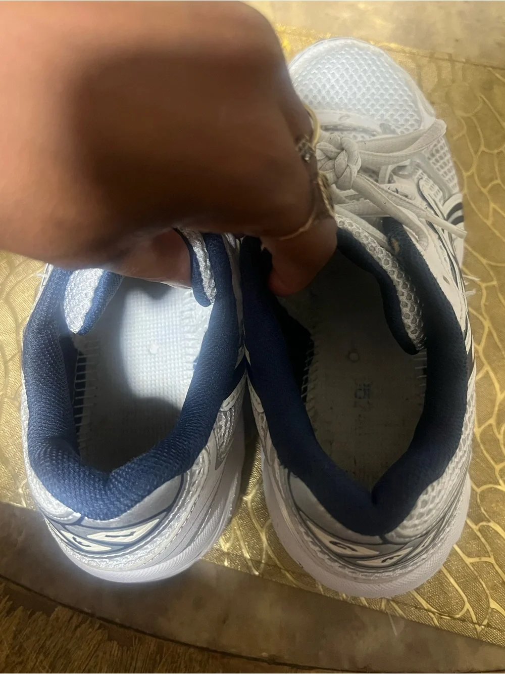 Asics White and Navy Men's Athletic Running Sneakers